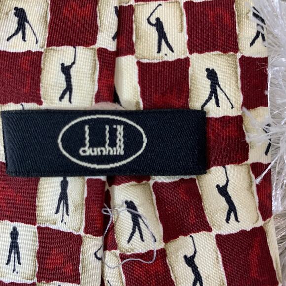 Vtg Silk Necktie Golf Golfer Geometric Red - Picture 6 of 7